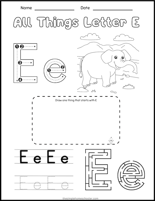 15+ Letter E Worksheets: Free & Easy Print! - The Simple Homeschooler