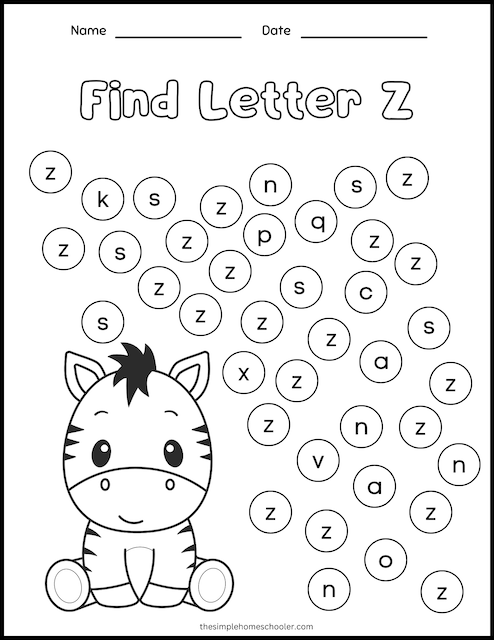Letter Z Worksheet 6