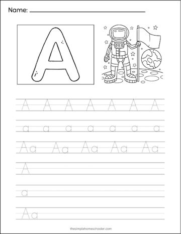 Free Letter A Tracing Worksheets: Easy Print! - The Simple Homeschooler