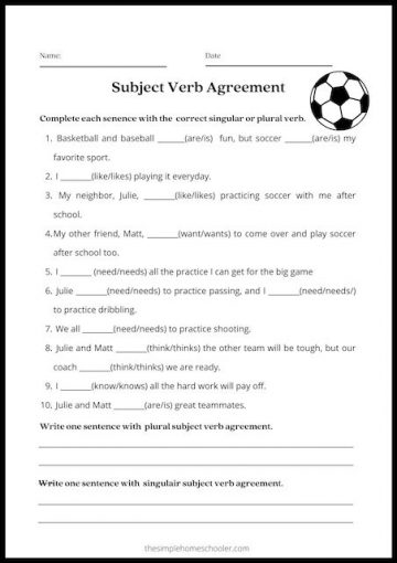 Easy Print Subject Verb Agreement Worksheets! - The Simple Homeschooler