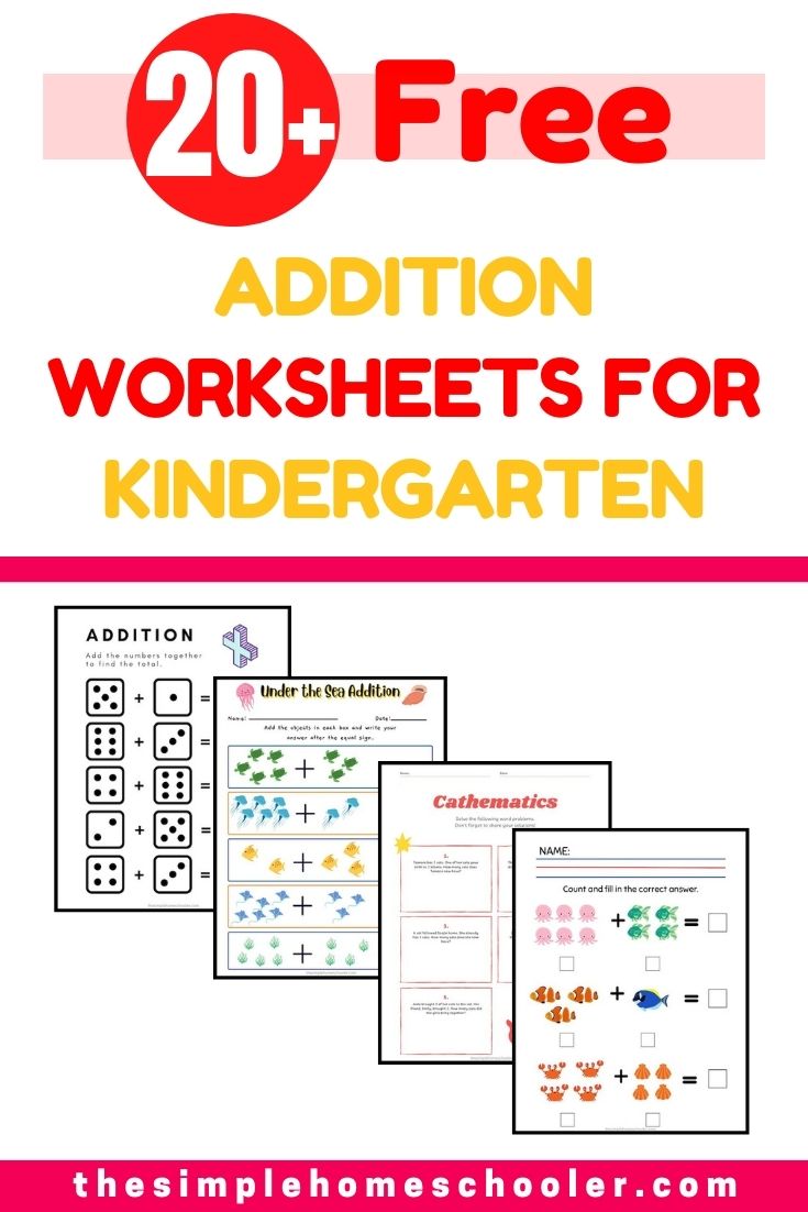 Addition Worksheets for Kindergarten Pin