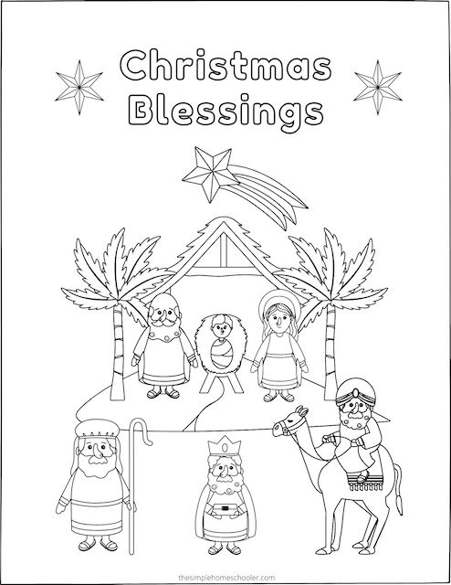 Nativity Coloring page with wise men