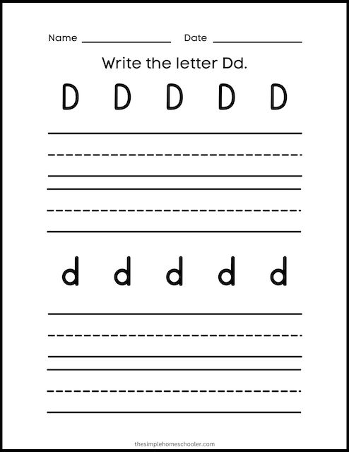 Letter D Worksheets For Kindergarten