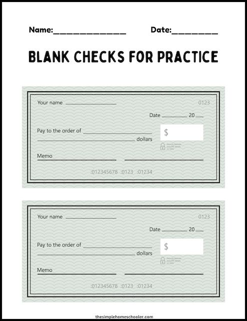 Blank Checks For Practice
