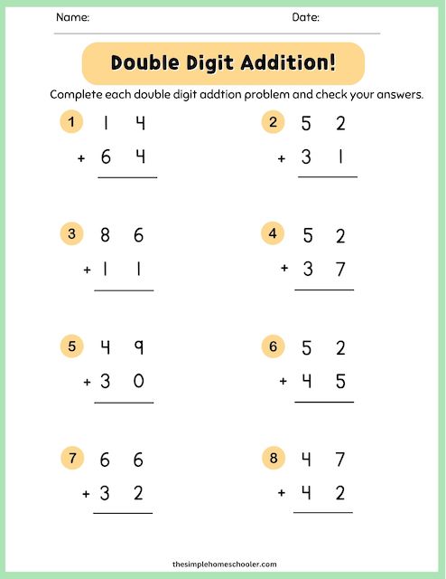 Addition Without Regrouping Worksheet - 2