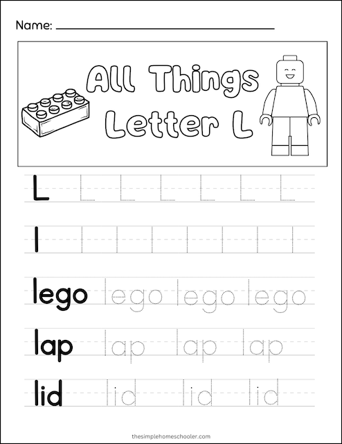Letter L Tracing Worksheet 3
